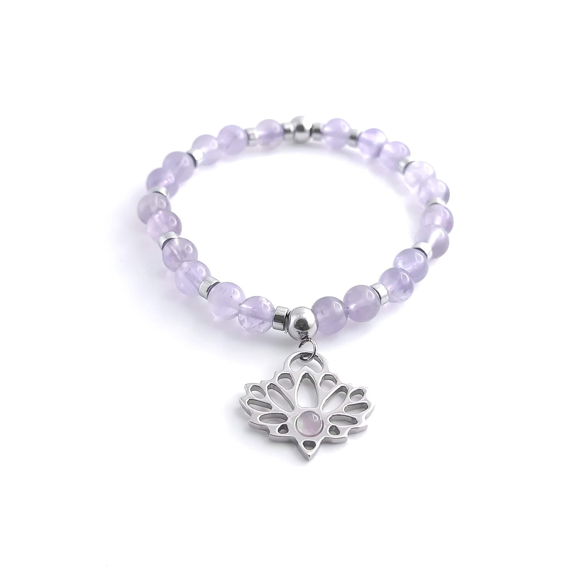 Bracciale in Ametista con pendente Loto Classico