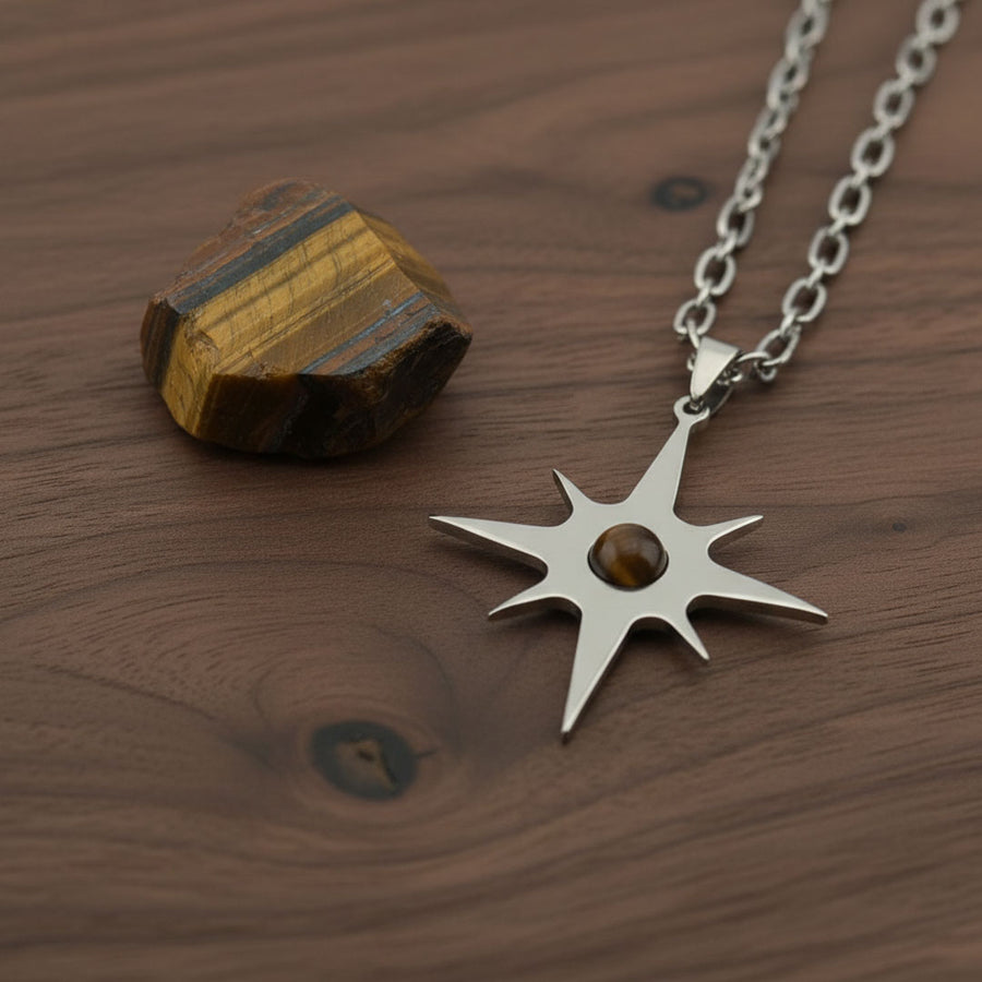 Collana lunga Stella Polare con pietra naturale