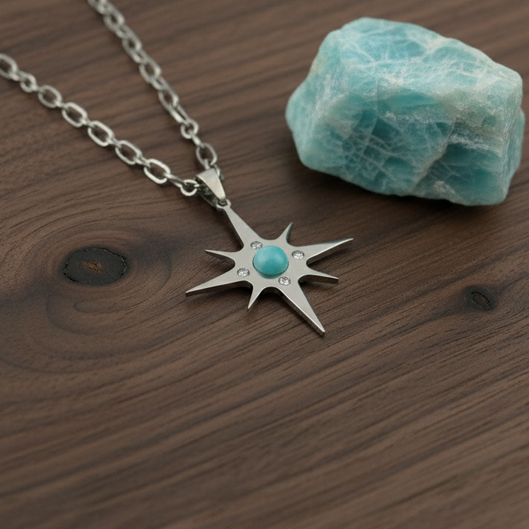 Stella polare con pietra naturale e Zirconia cubica