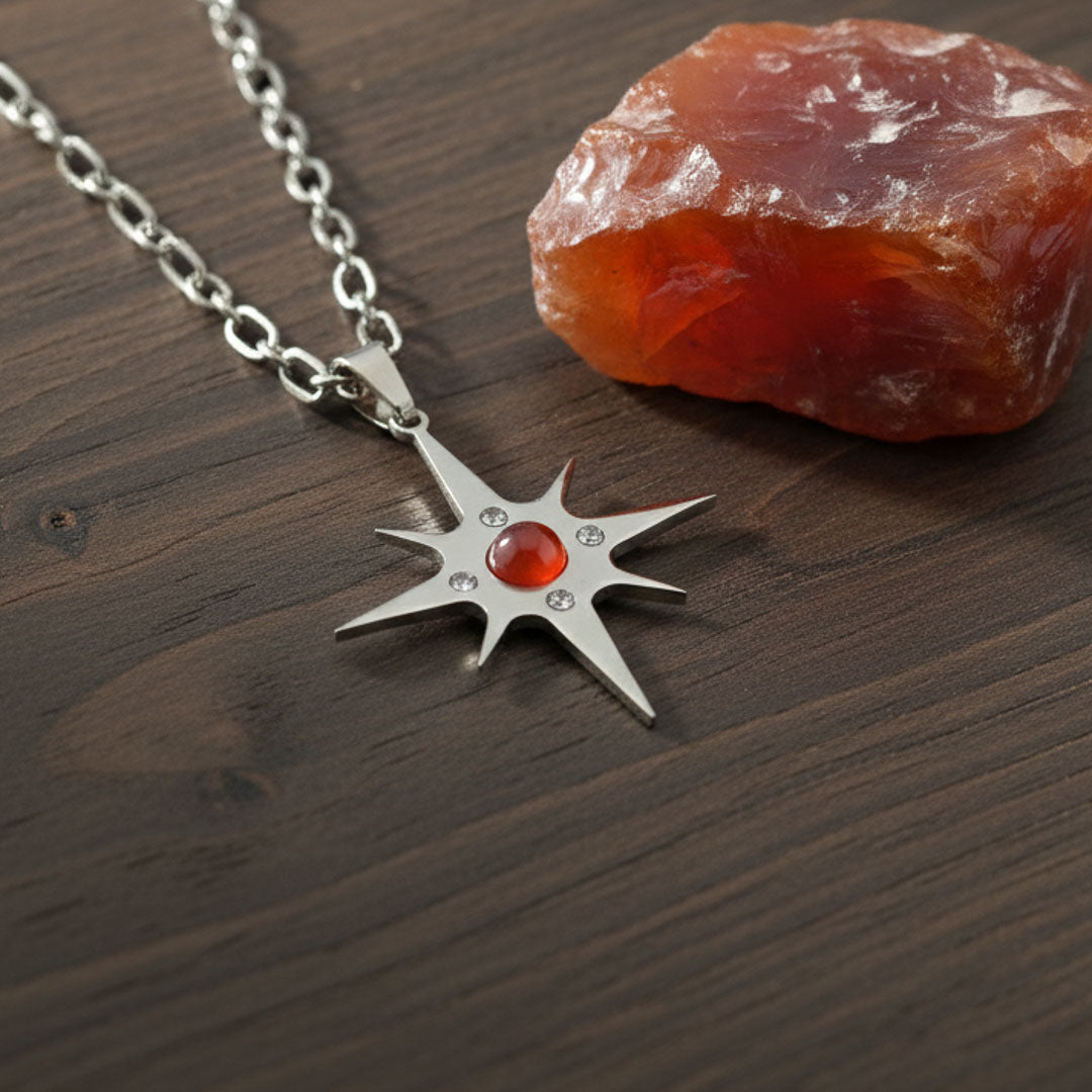 Stella polare con pietra naturale e Zirconia cubica