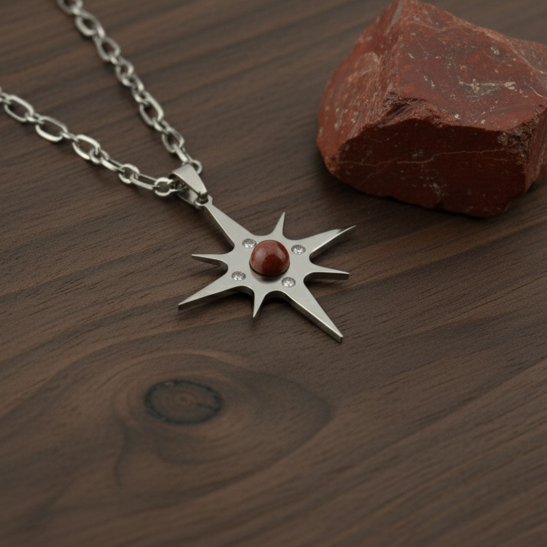 Stella polare con pietra naturale e Zirconia cubica