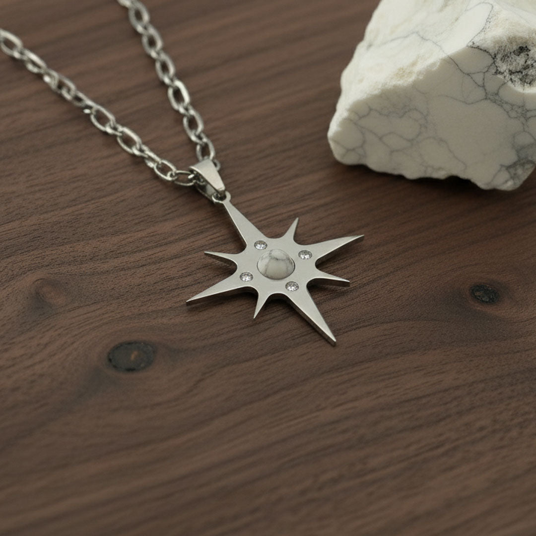 Stella polare con pietra naturale e Zirconia cubica