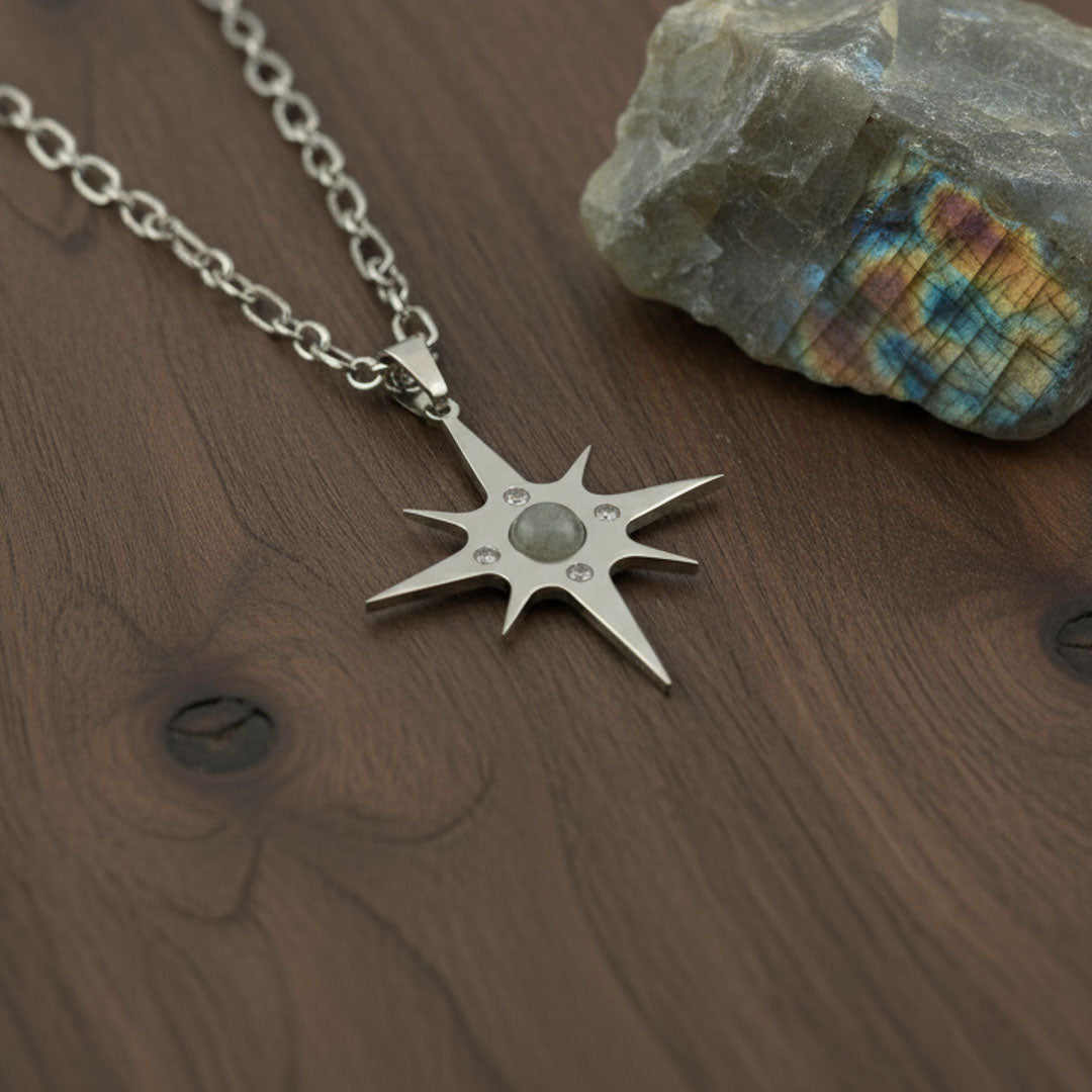 Stella polare con pietra naturale e Zirconia cubica