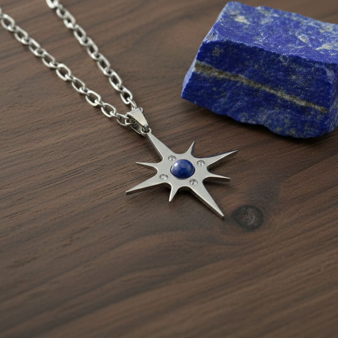 Stella polare con pietra naturale e Zirconia cubica