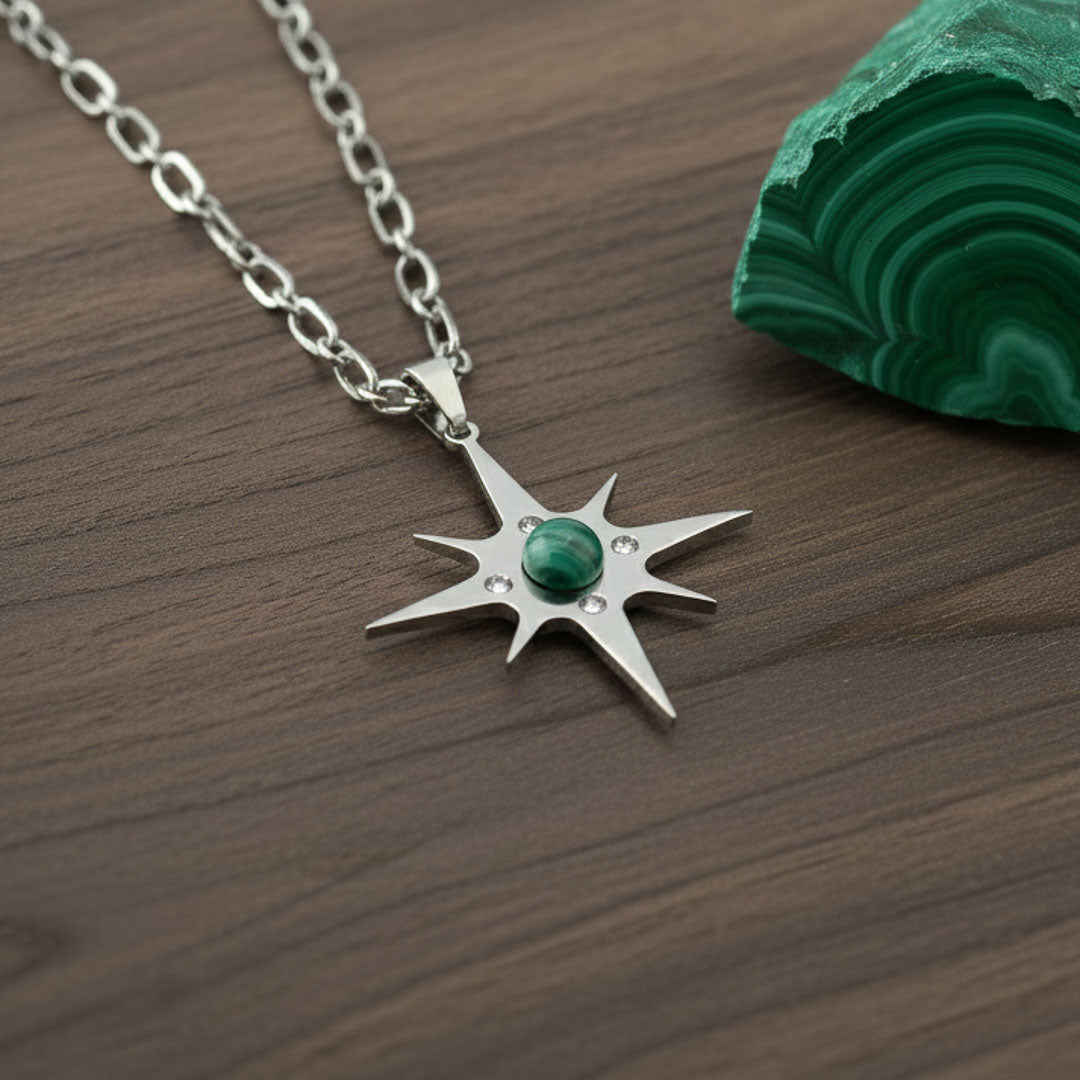 Stella polare con pietra naturale e Zirconia cubica