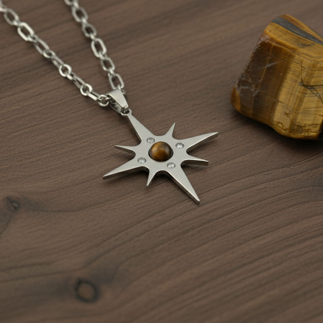 Stella polare con pietra naturale e Zirconia cubica