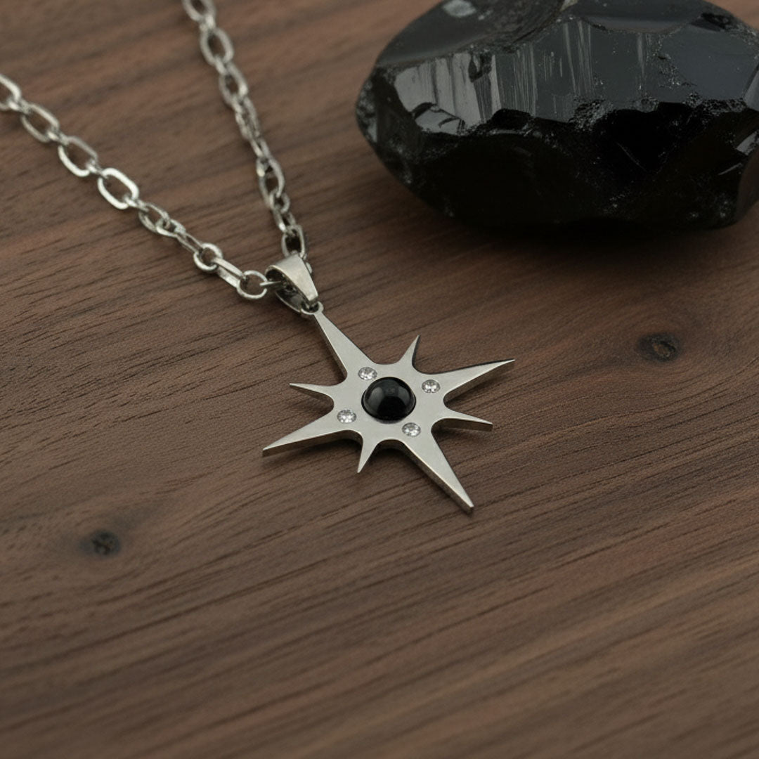 Stella polare con pietra naturale e Zirconia cubica