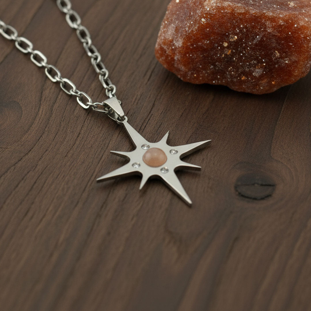 Stella polare con pietra naturale e Zirconia cubica