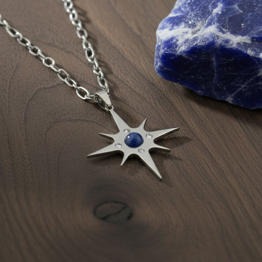 Stella polare con pietra naturale e Zirconia cubica