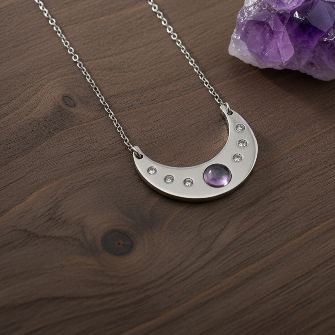 Luna con pietra naturale e Zirconia cubica