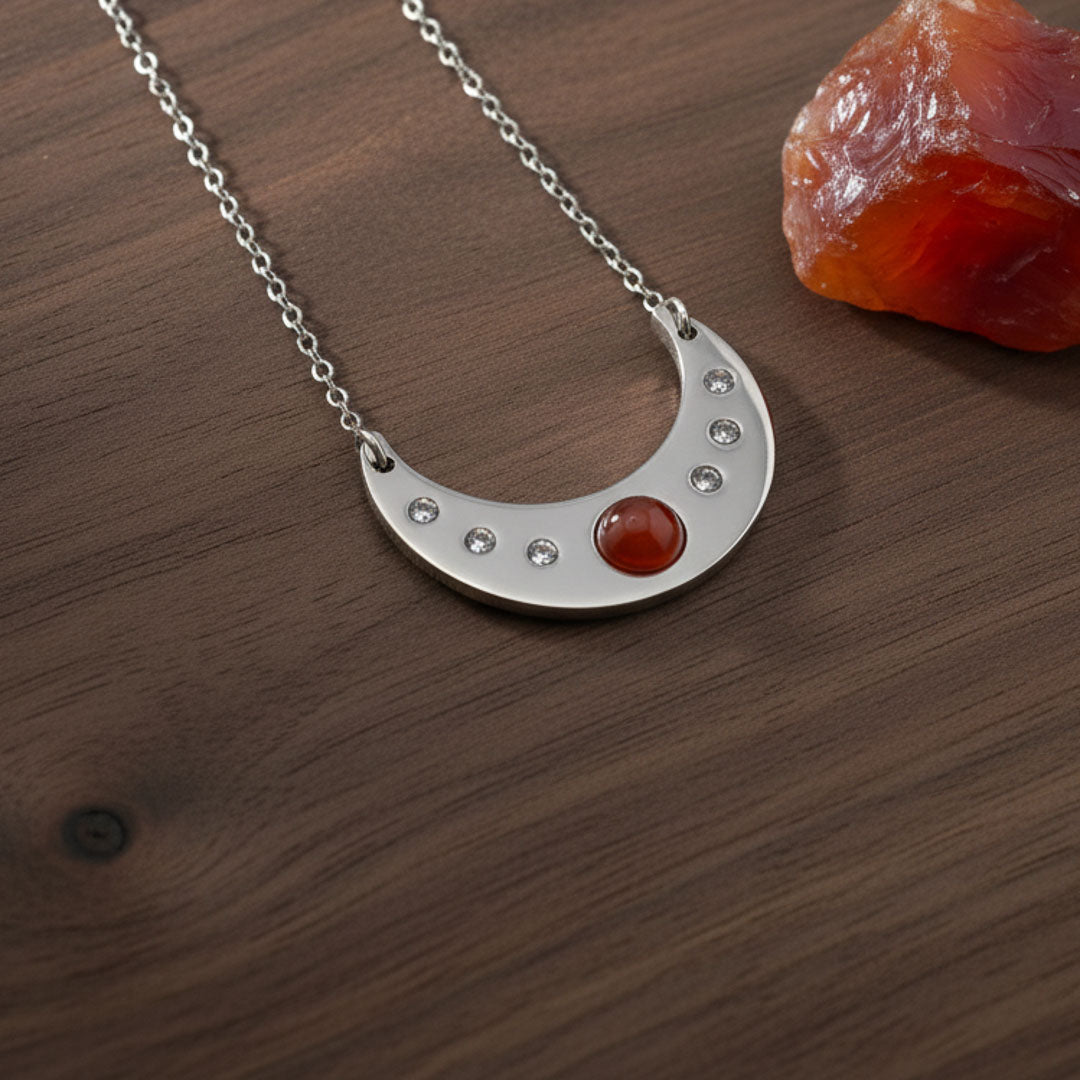 Luna con pietra naturale e Zirconia cubica