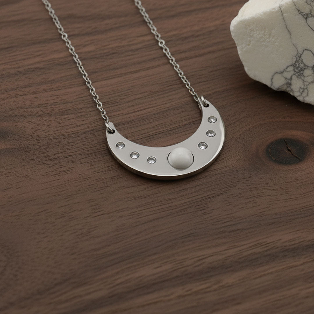 Luna con pietra naturale e Zirconia cubica