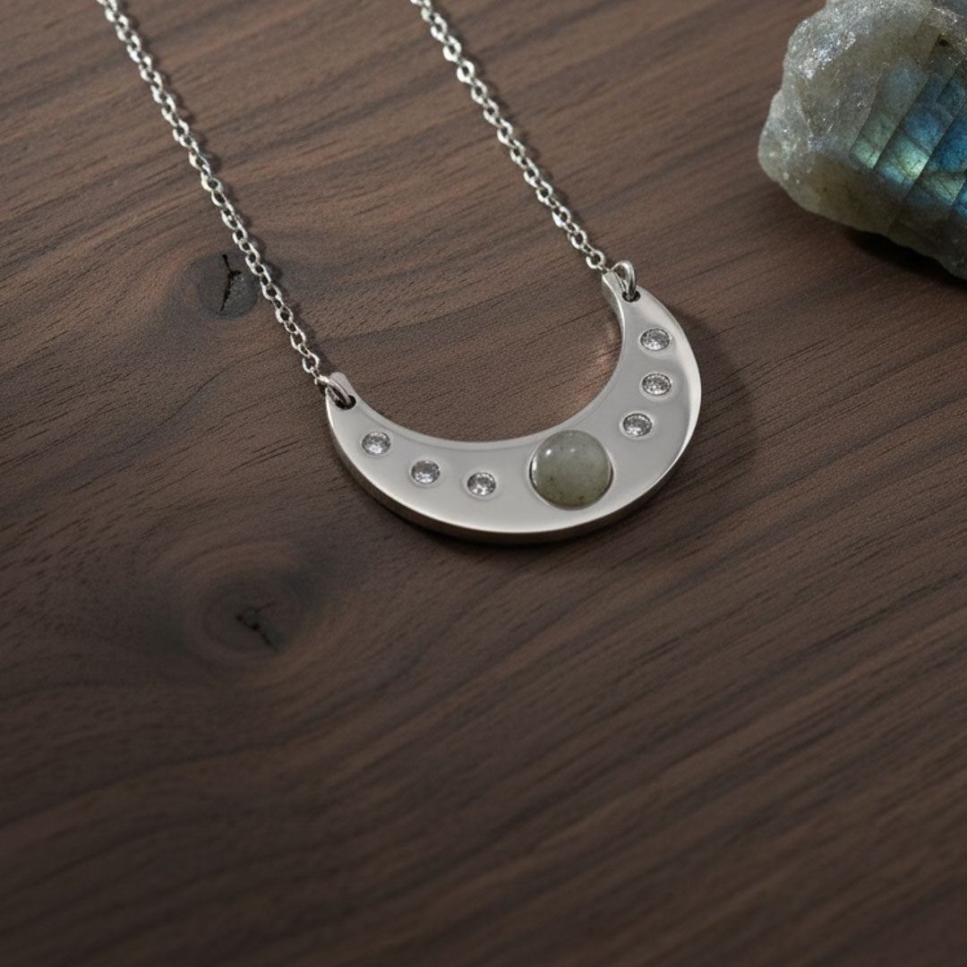 Luna con pietra naturale e Zirconia cubica