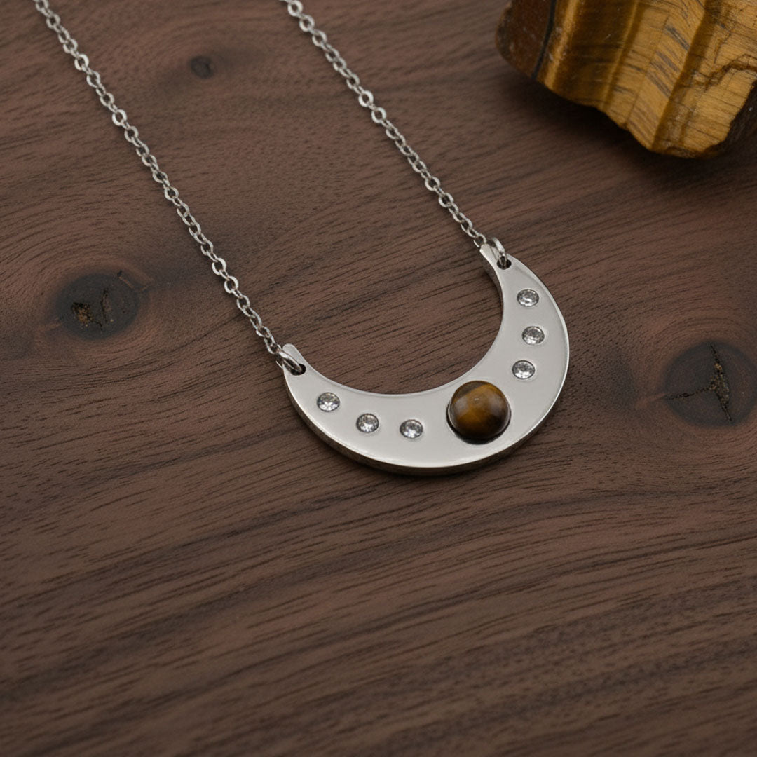 Luna con pietra naturale e Zirconia cubica