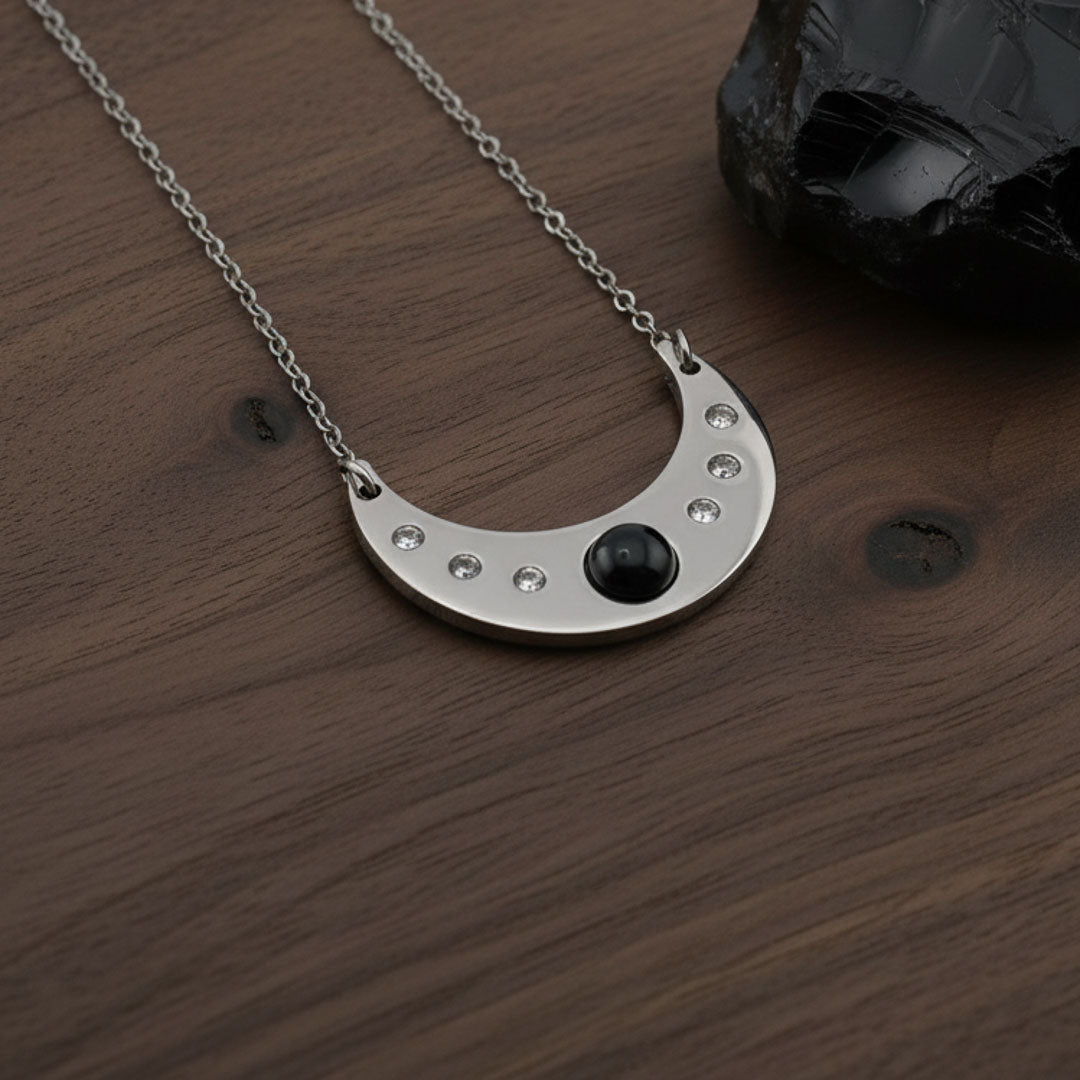 Luna con pietra naturale e Zirconia cubica