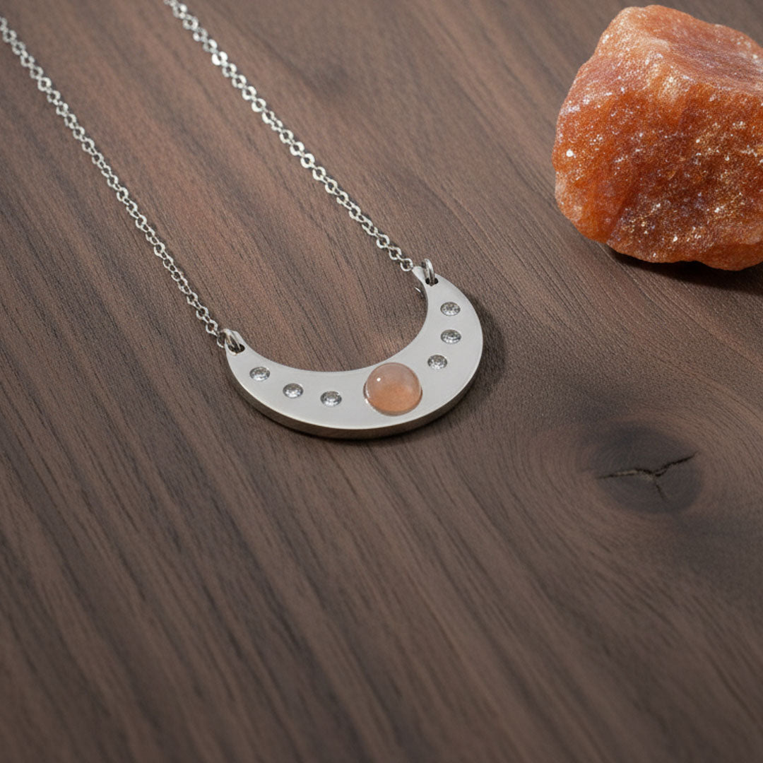 Luna con pietra naturale e Zirconia cubica