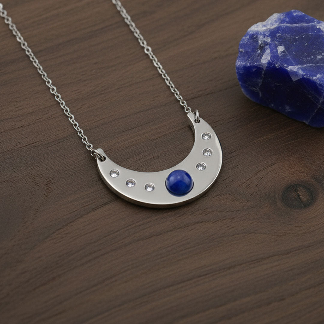 Luna con pietra naturale e Zirconia cubica