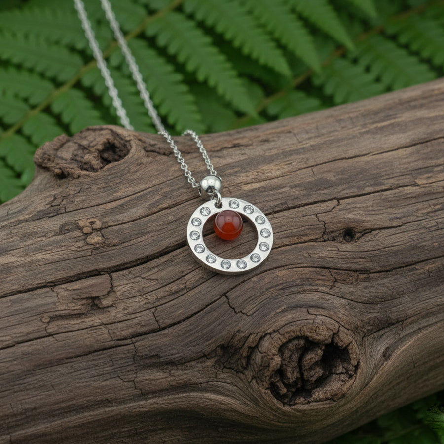 Collana Cerchio con pietra naturale e zirconia cubica