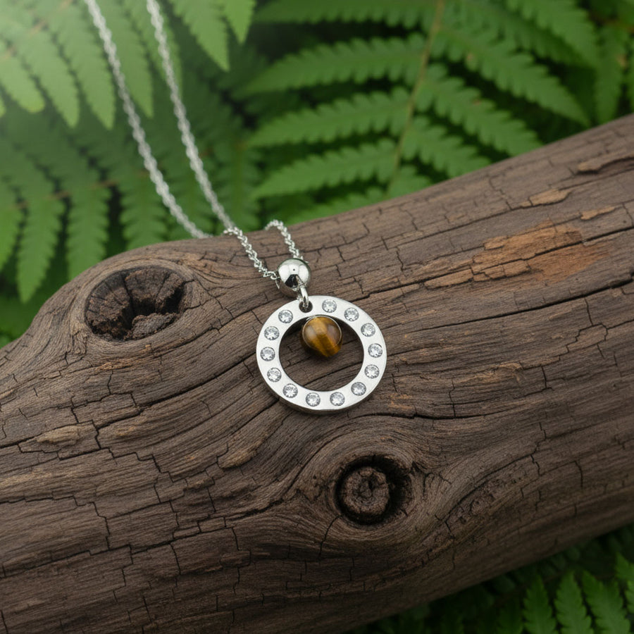 Collana Cerchio con pietra naturale e zirconia cubica
