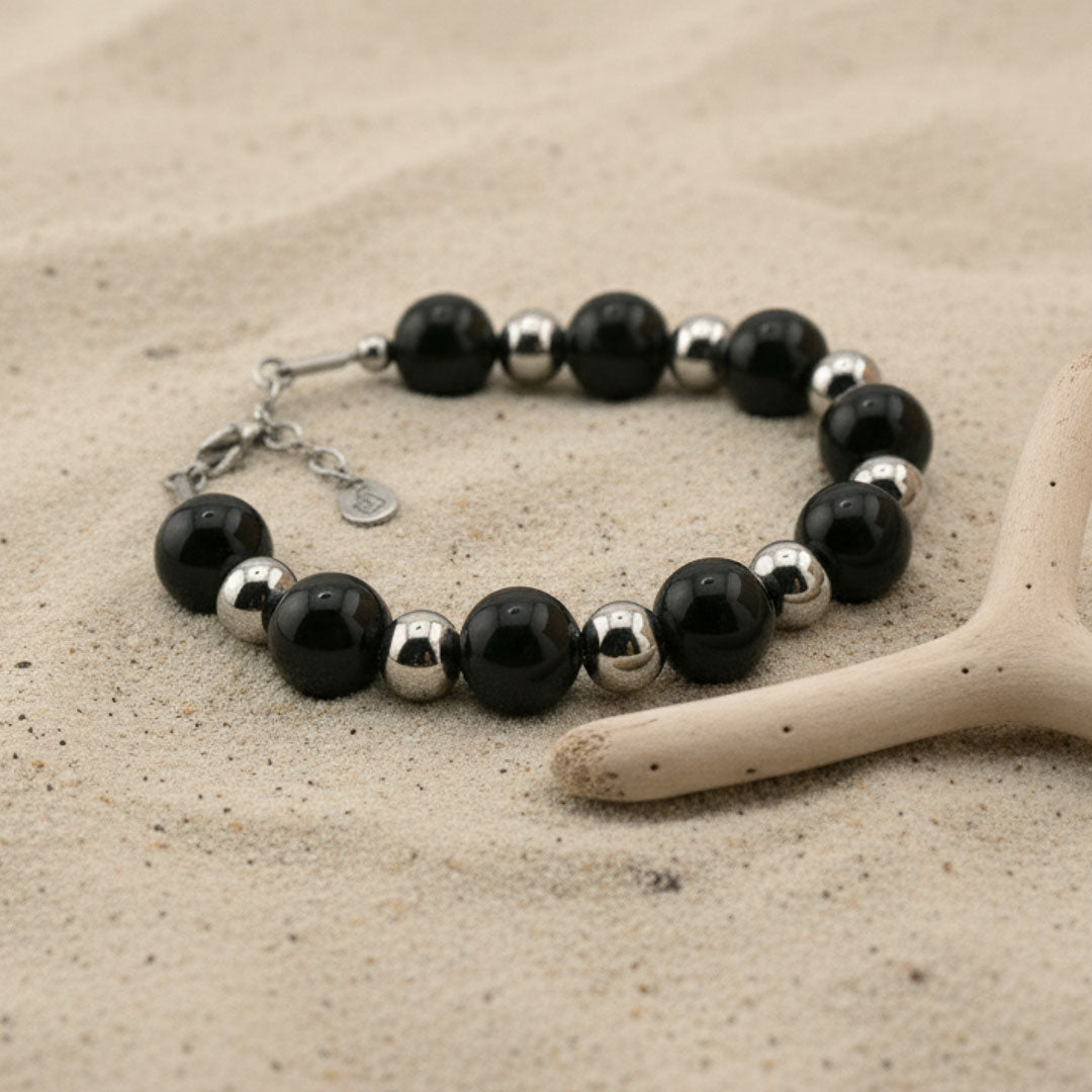 Bracciale eclisse - Ossidiana nera