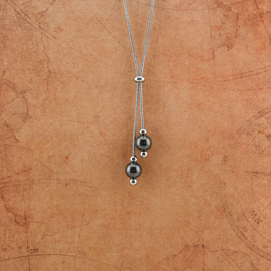 Collana con doppia sfera in pietra naturale