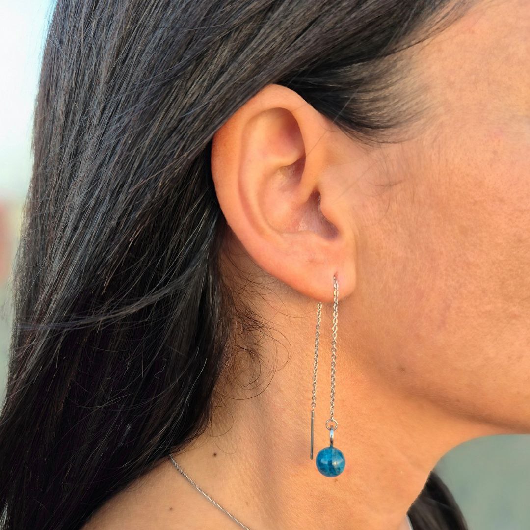 Orecchino pendente con pietra naturale