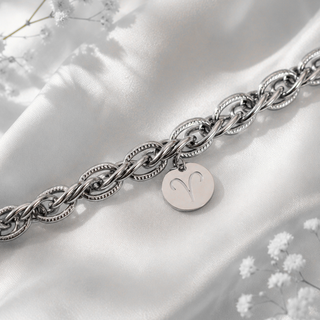 Bracciale Zodiaco Ariete personalizzabile in acciaio
