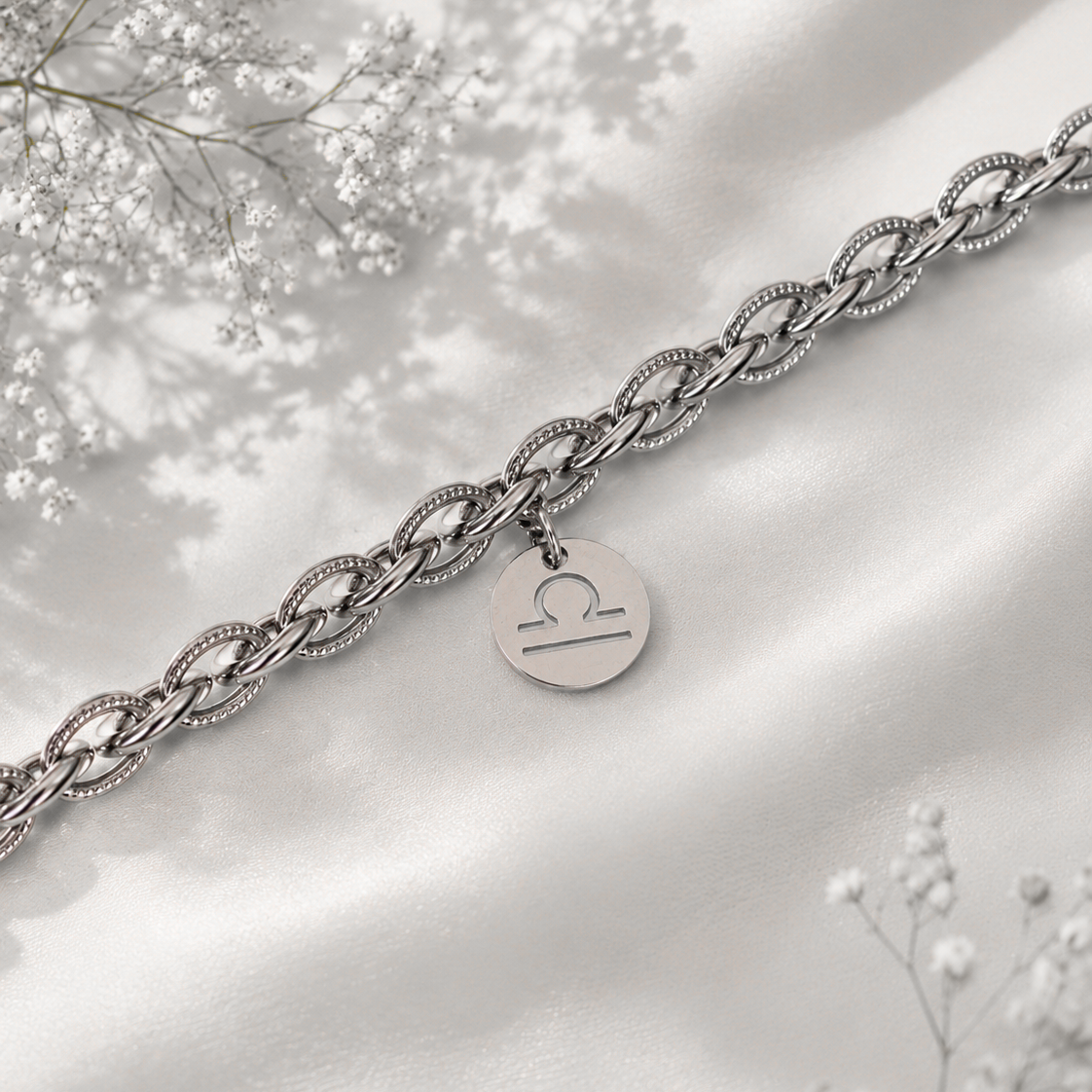 Bracciale Zodiaco Bilancia personalizzabile in acciaio
