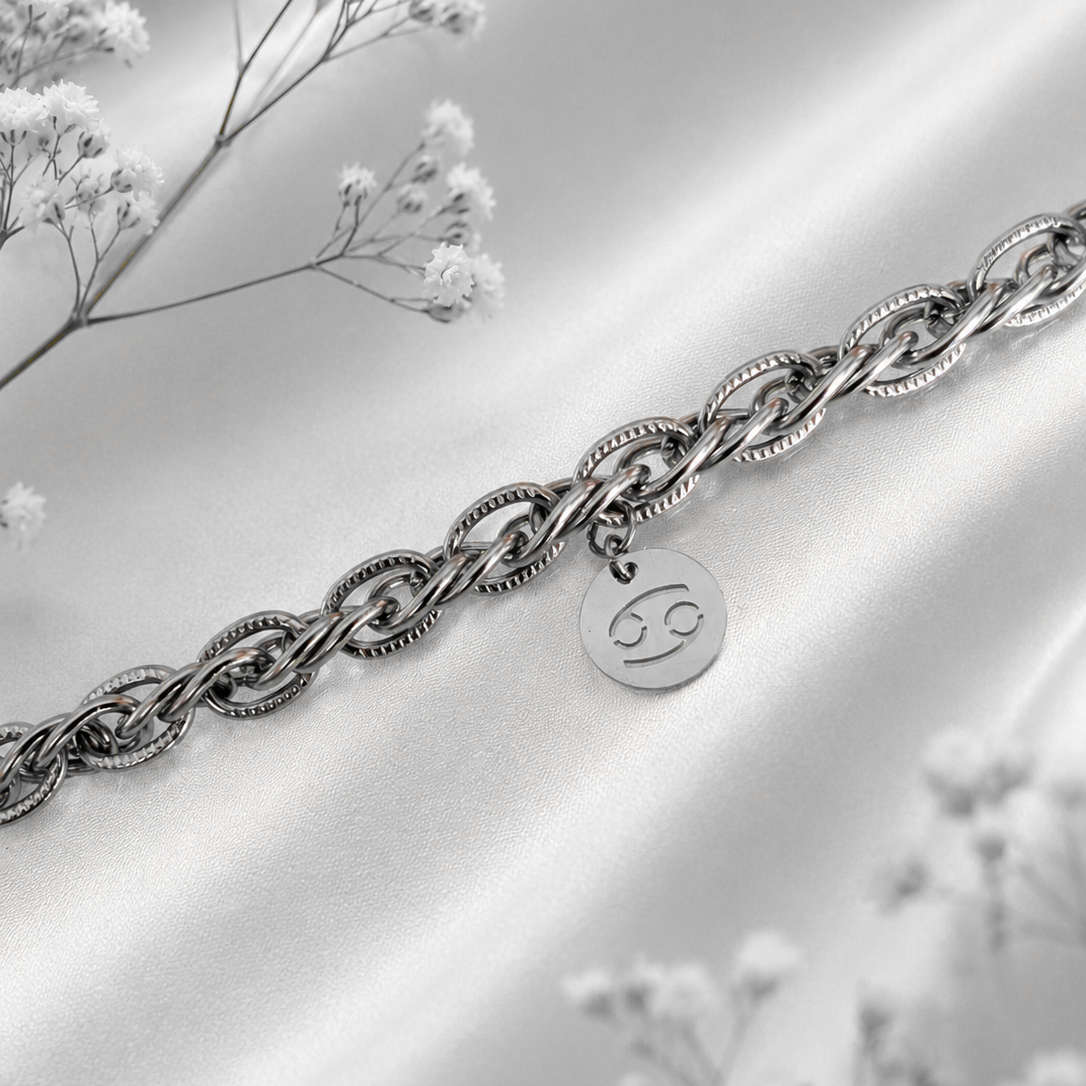 Bracciale Zodiaco Cancro personalizzabile in acciaio