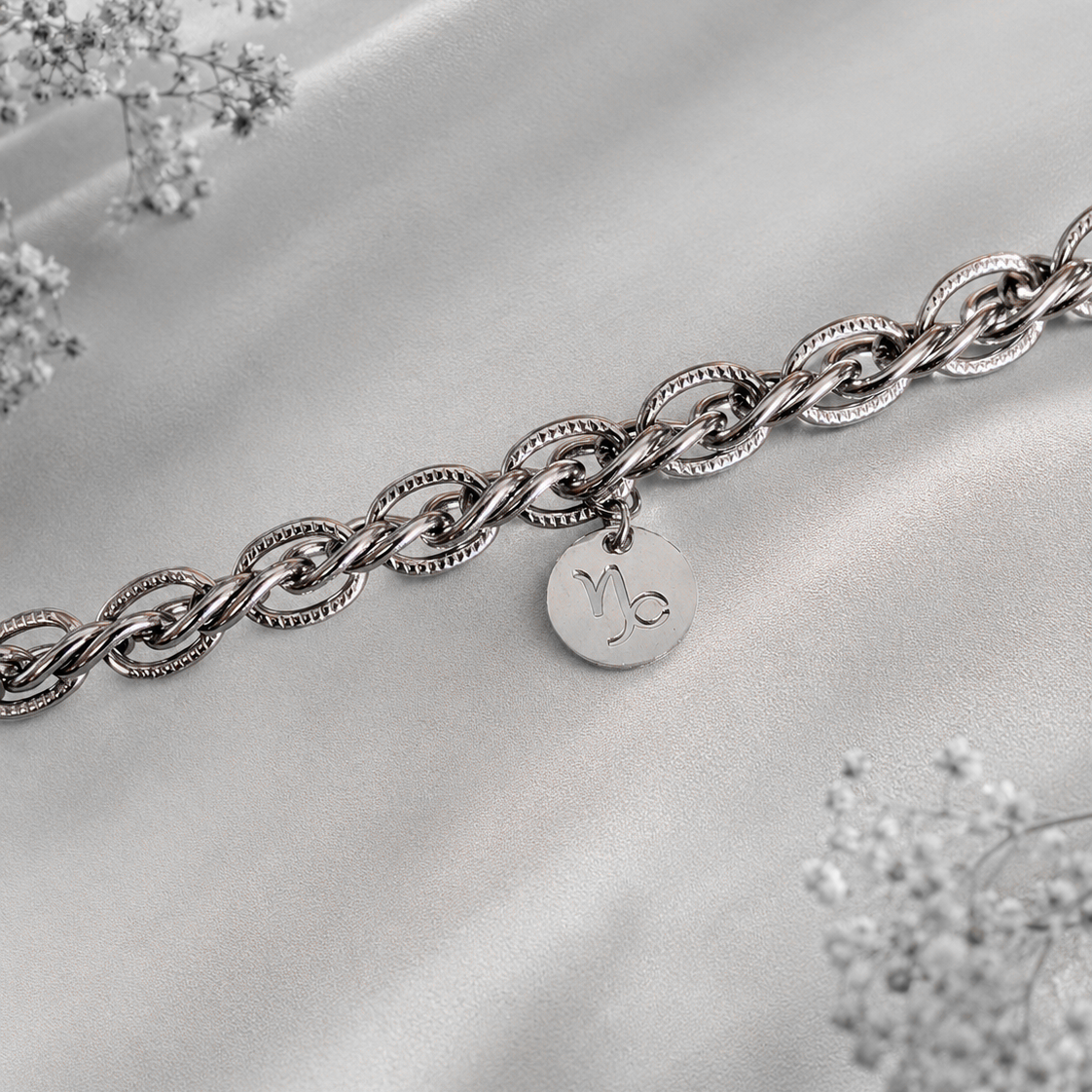 Bracciale Zodiaco Capricorno personalizzabile in acciaio