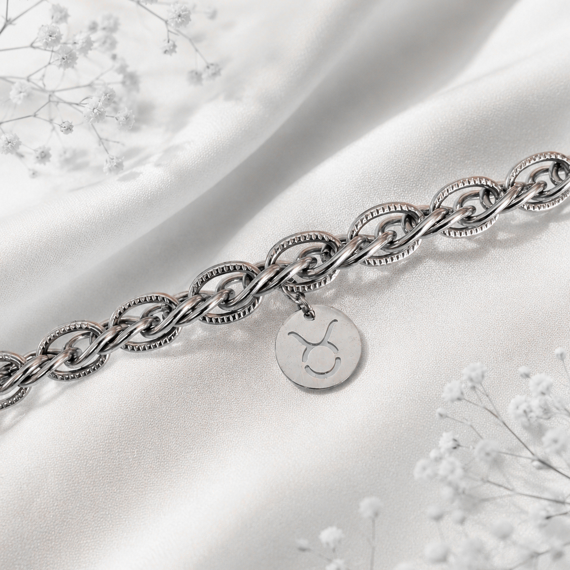 Bracciale Zodiaco Toro personalizzabile in acciaio