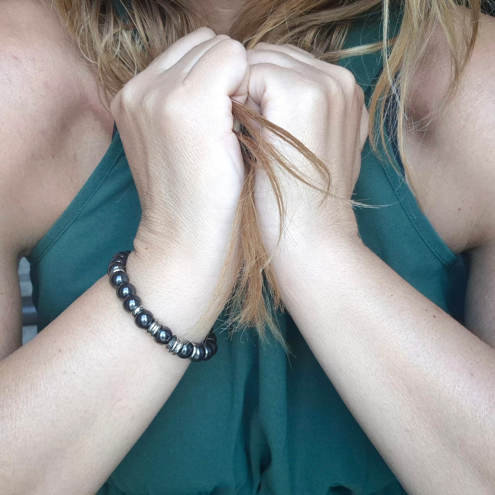Bracelet with Lotus Flower &amp; Hematite