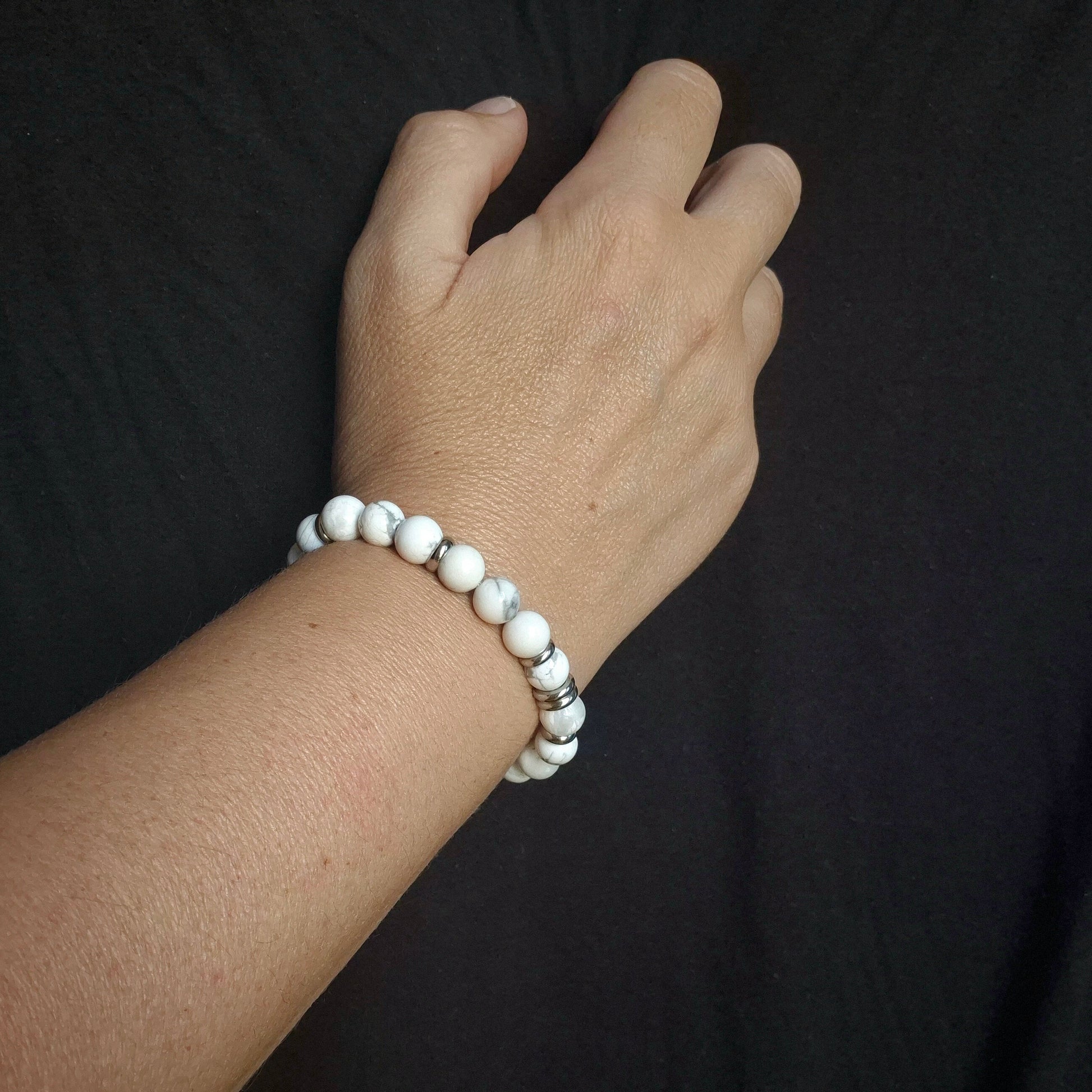 Lotus Flower &amp; Howlite Bracelet