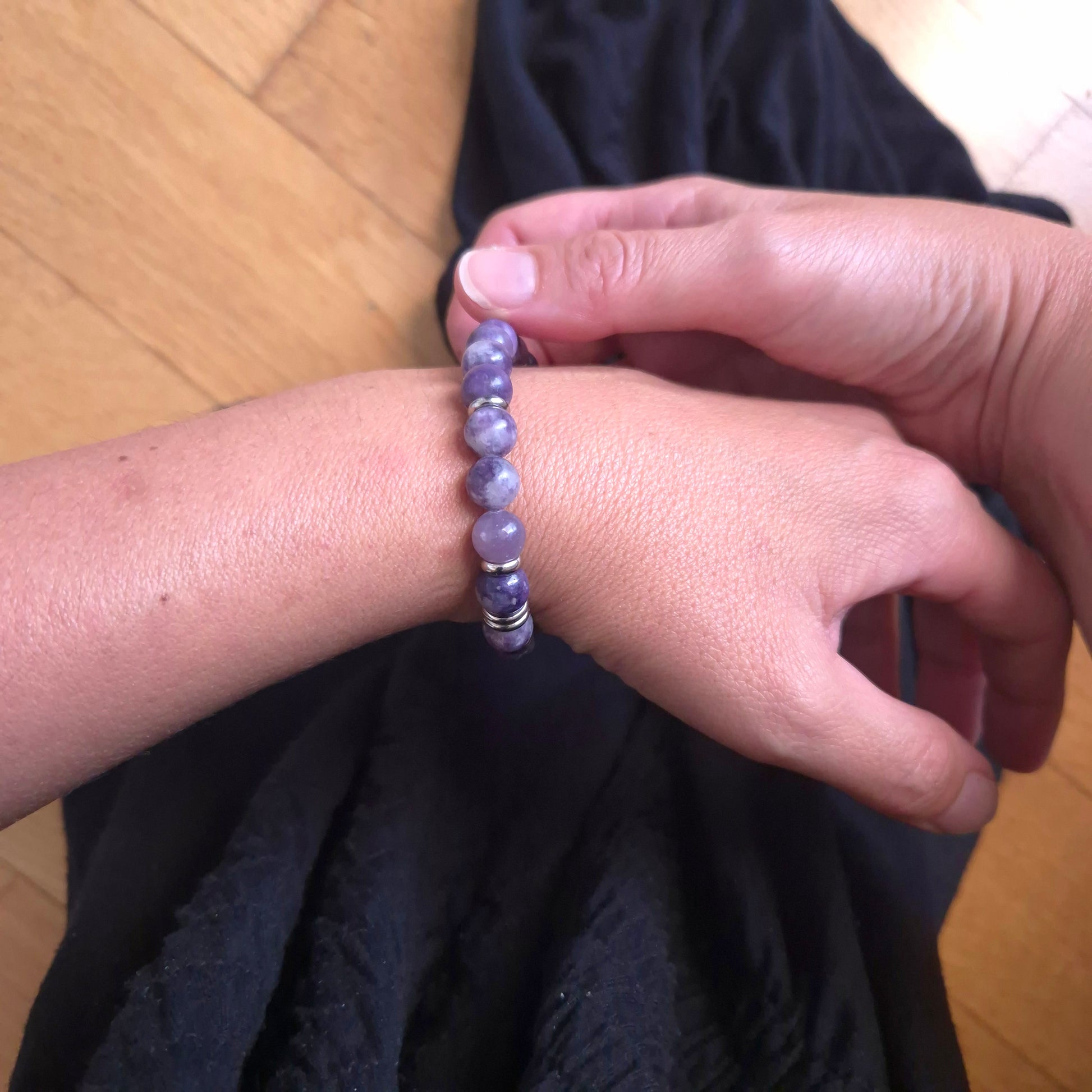 Bracelet with Lotus Flower &amp; Lapis Lazuli