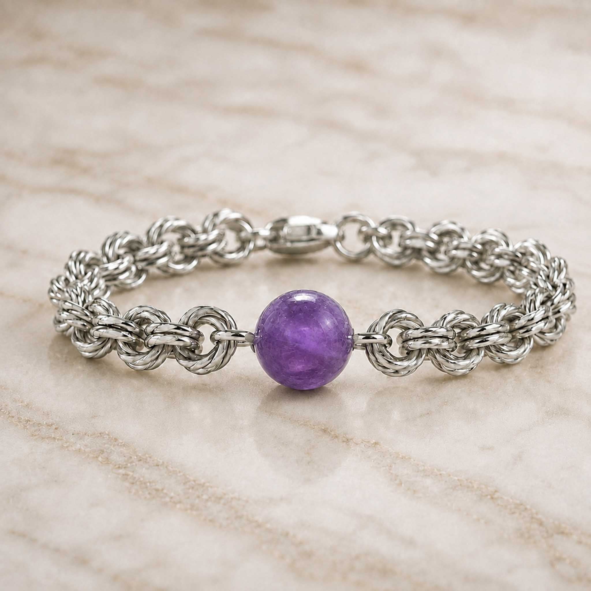 Bracciale con sfera in Ametista