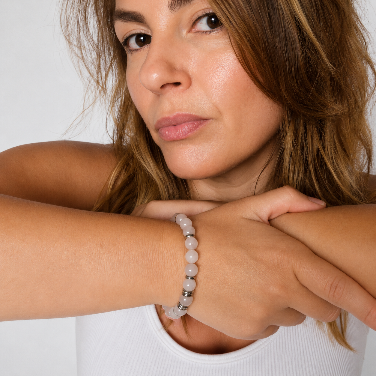 Bracelet with Lotus Flower &amp; Rose Quartz