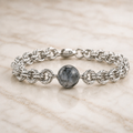 Bracciale con sfera in Larvikite naturale da 12 mm
