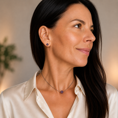Collana con sfera in pietra naturale e Orecchini a lobo