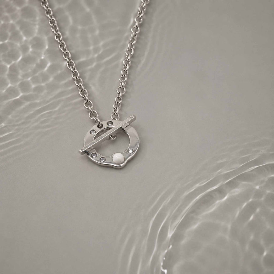 Collana Cerchio di zirconia con pietra naturale