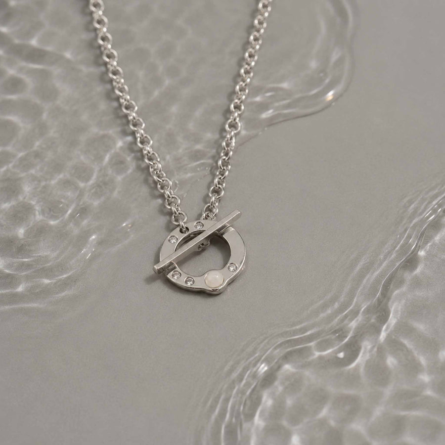 Collana Cerchio di zirconia con pietra naturale