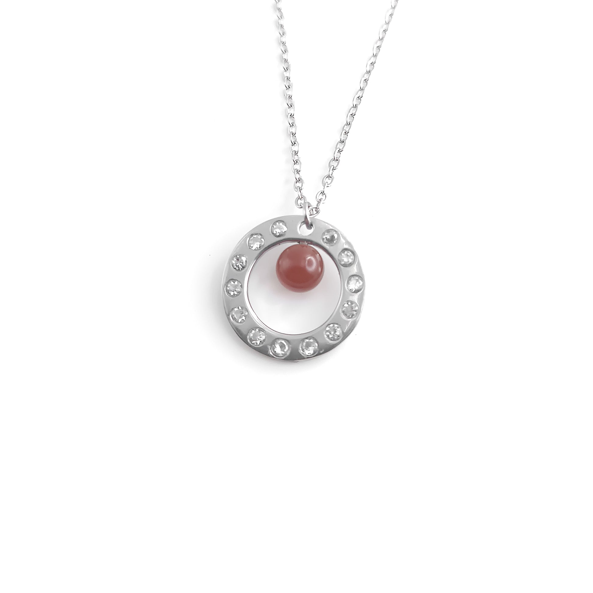 Collana con perla in pietra naturale e Zirconia cubica