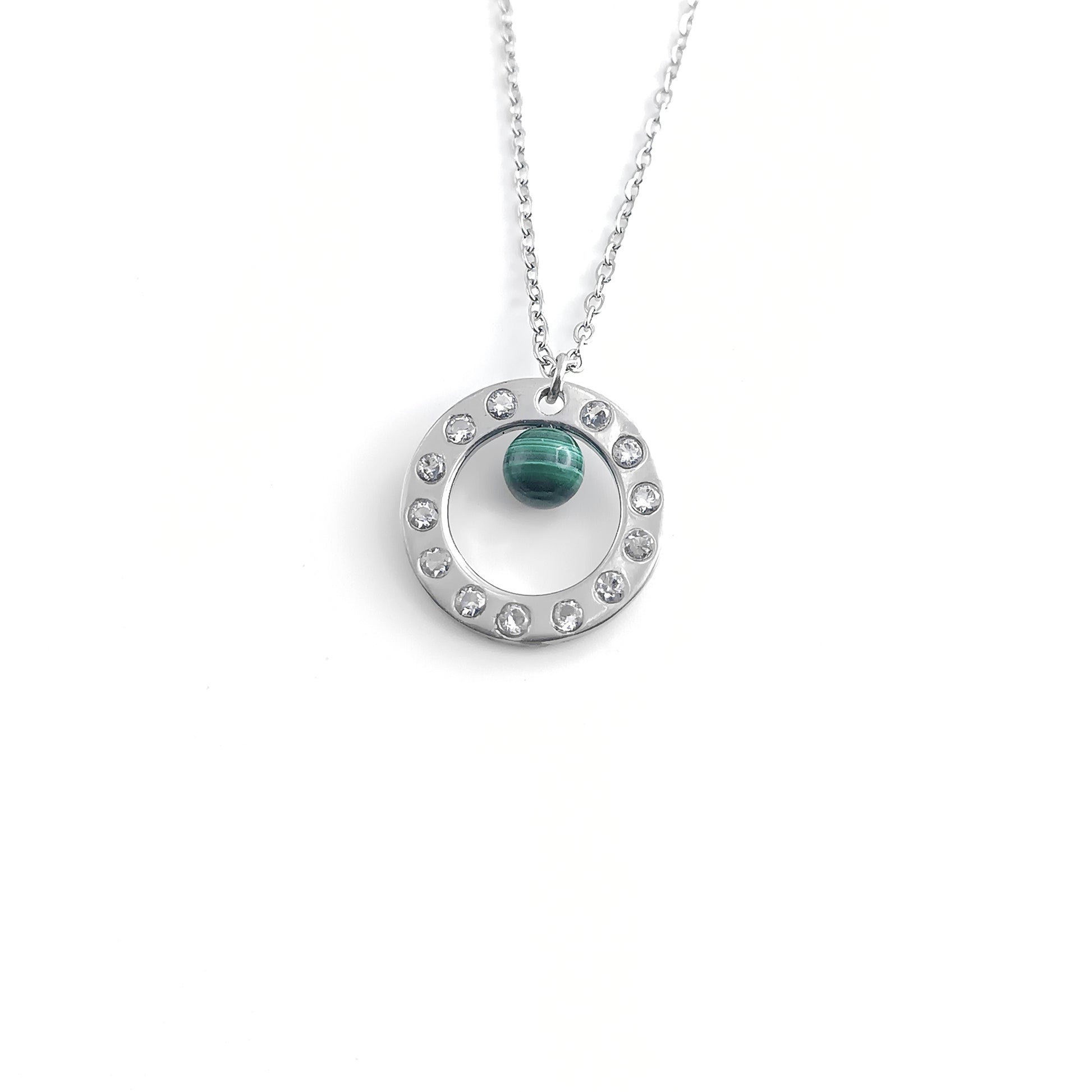 Collana con perla in pietra naturale e Zirconia cubica