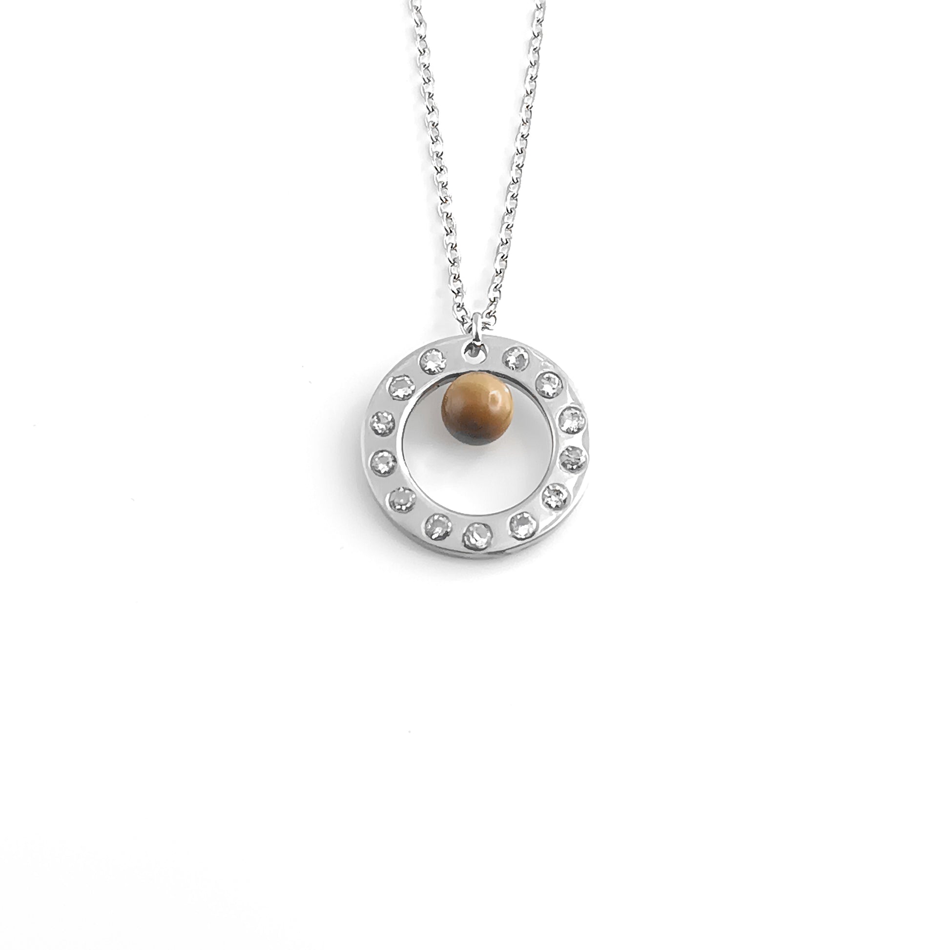 Collana con perla in pietra naturale e Zirconia cubica