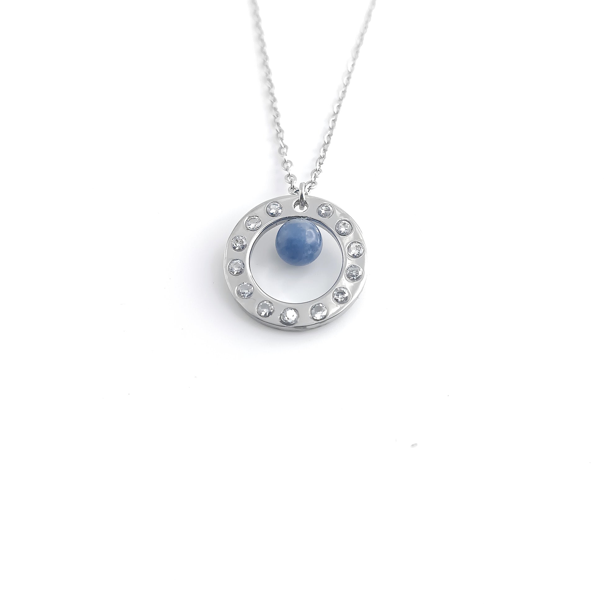 Collana con perla in pietra naturale e Zirconia cubica