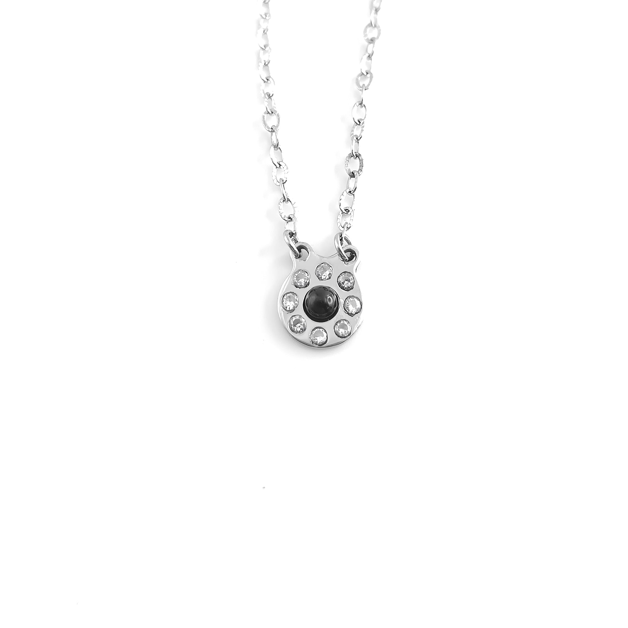 Collana circolare con pietra naturale e Zirconia cubica