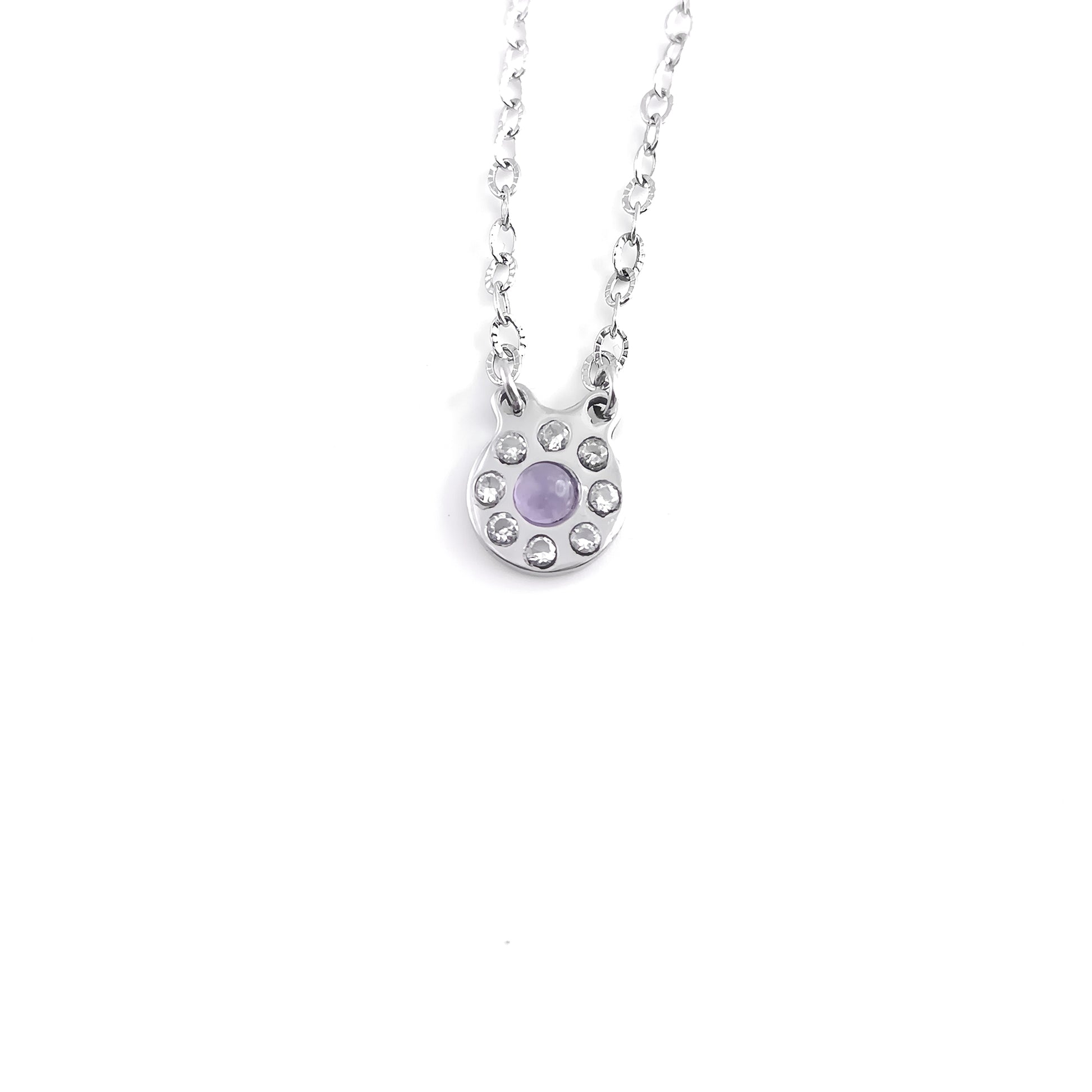 Collana circolare con pietra naturale e Zirconia cubica