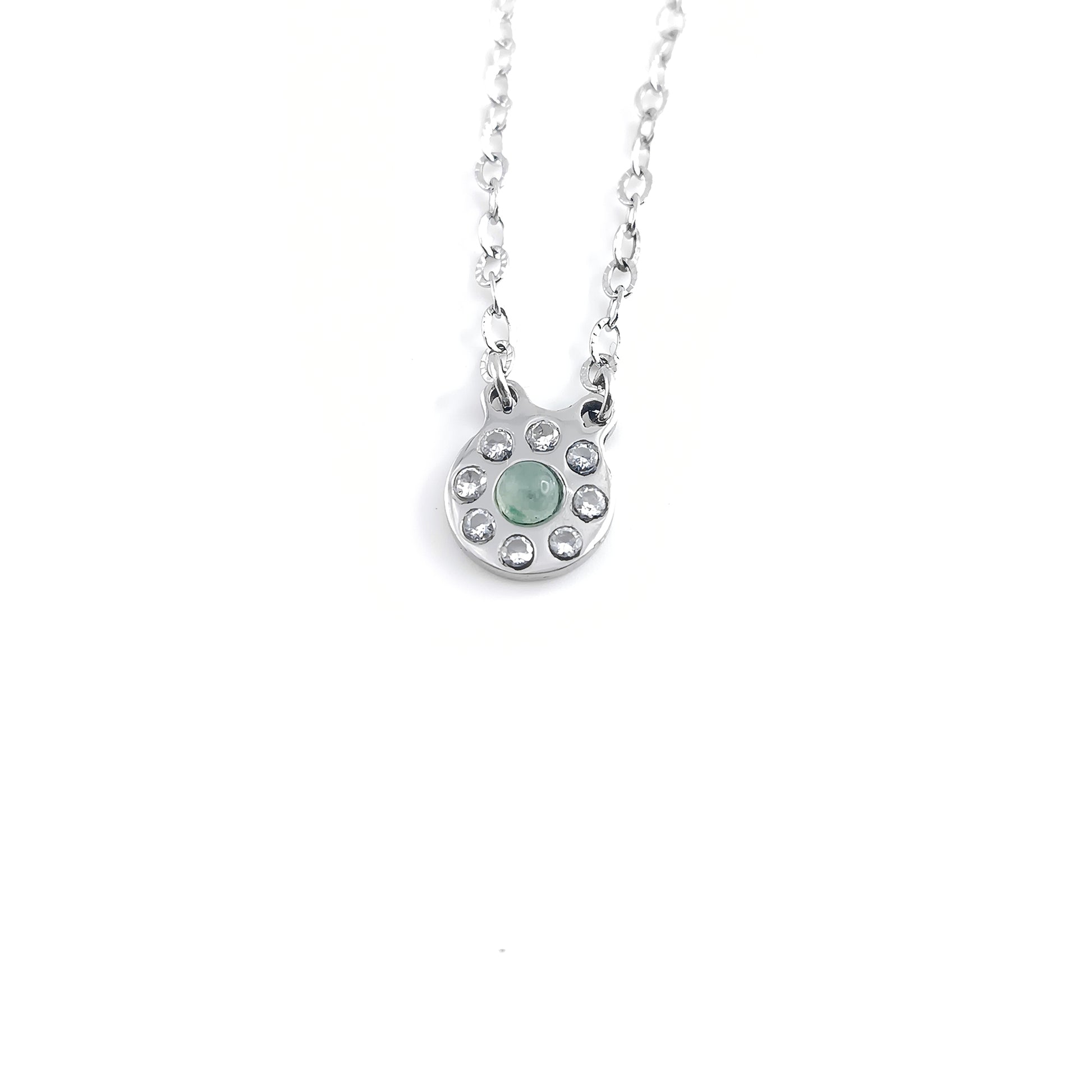 Collana circolare con pietra naturale e Zirconia cubica