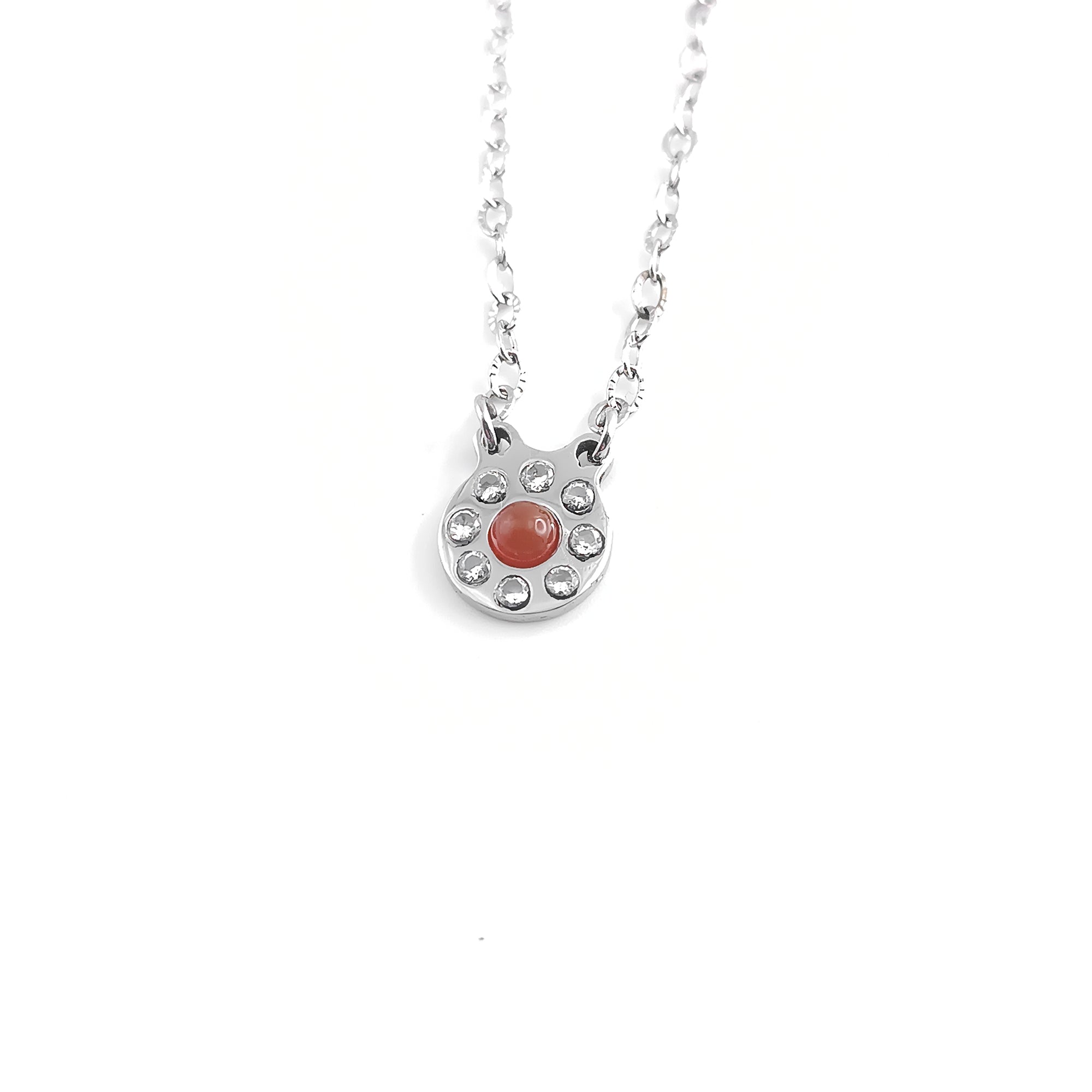Collana circolare con pietra naturale e Zirconia cubica