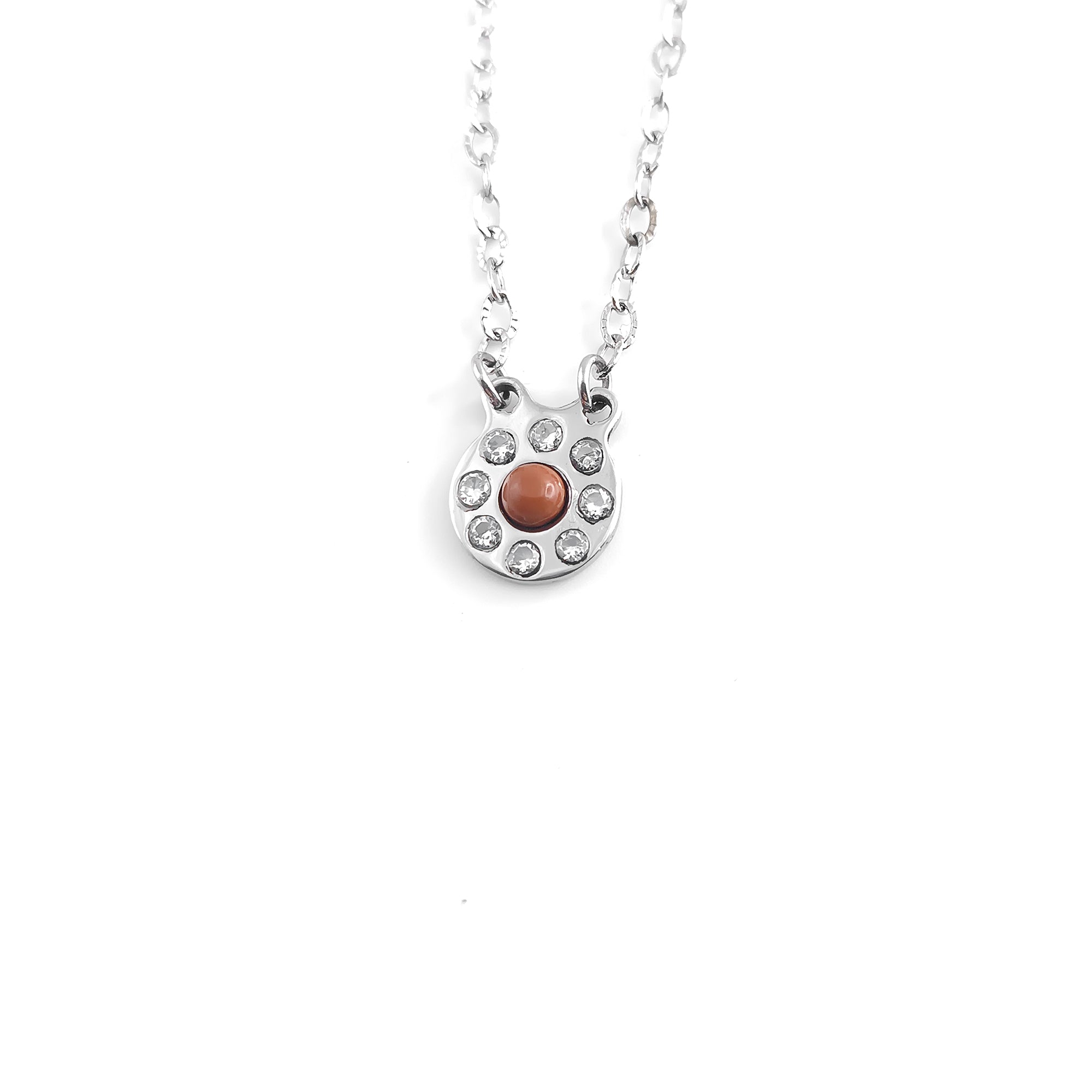 Collana circolare con pietra naturale e Zirconia cubica