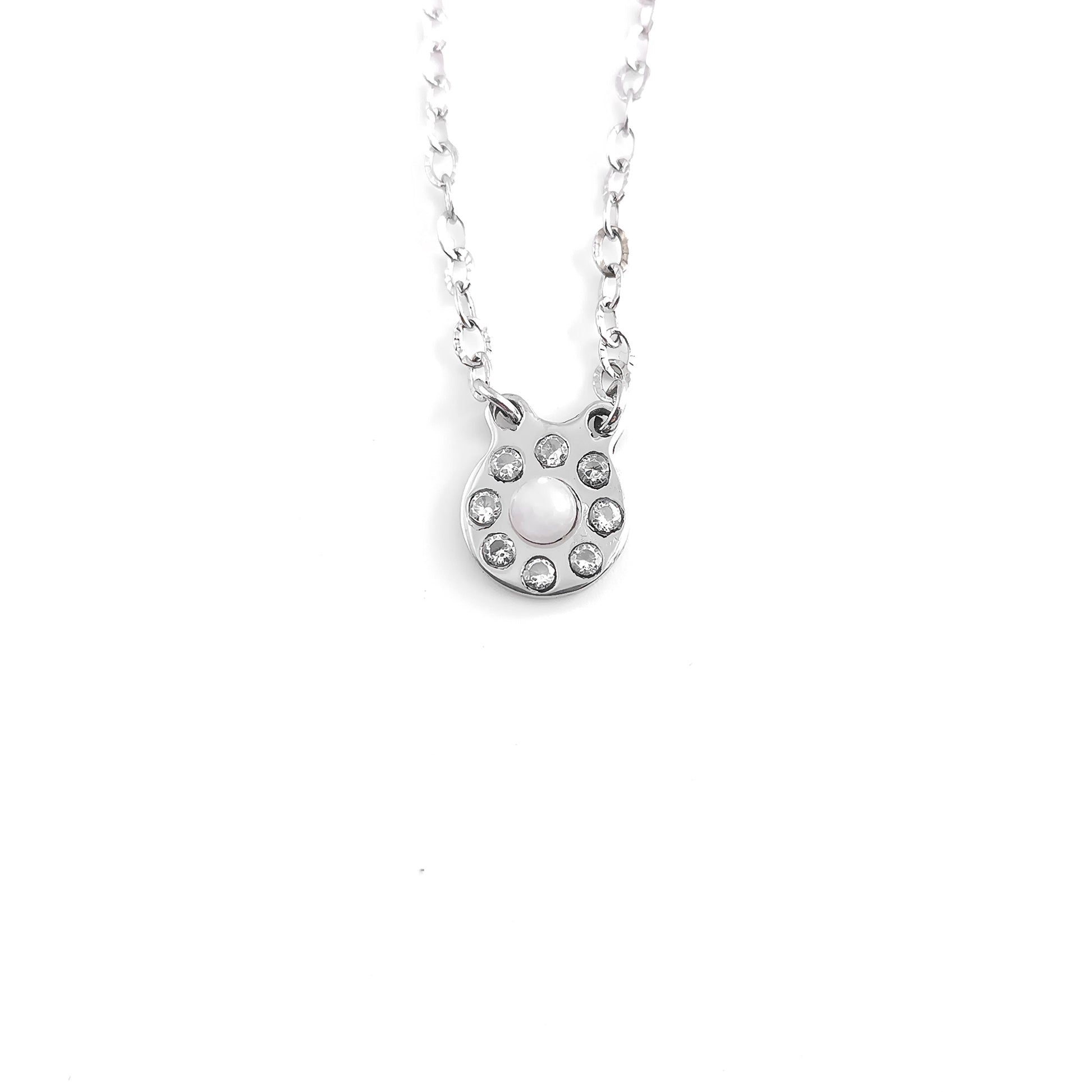 Collana circolare con pietra naturale e Zirconia cubica